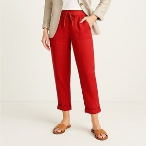 The Territory Ahead Women’s Linen-Cotton Roll-Up Pants - Red - Size 8